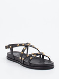 Truman's – Riemchensandale aus Leder Schwarz-Gold