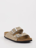Birkenstock – Zweiriemer-Pantolette aus Veloursleder Sandbeige