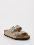 Birkenstock – Zweiriemer-Pantolette aus Veloursleder Sandbeige