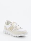 Sioux – Sneaker aus Kalbleder und Mesh weiß-beige