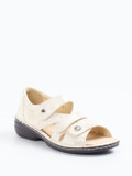 Finn Comfort – Sandale aus Metallicleder in Beige