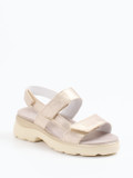 Semler – Komfort-Sandalen aus Metallic-Leder Beige
