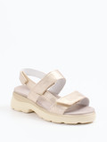Semler – Komfort-Sandalen aus Metallic-Leder Beige