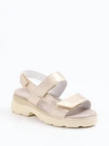 Semler – Komfort-Sandalen aus Metallic-Leder Beige