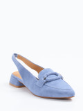 Di Lauro – Slingback-Loafer aus Veloursleder Hellblau