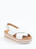 Oh!My Sandals – Plateau-Sandale aus Flechtleder Weiß