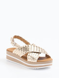 Oh!My Sandals – Plateau-Sandale aus Flechtleder gold