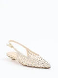 Konstantin Starke – Slingpumps aus Flechtleder Gold