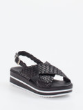 Oh!My Sandals – Plateau-Sandale aus Flechtleder Schwarz