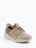 Skechers – Slip-On Sneaker aus Textil in Braun