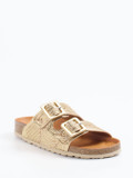 Verbenas – Zweiriemer-Pantolette aus Metallic-Synthetik goldfarben