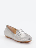 Si – Penny Loafer aus Metallic-Kalbleder silber