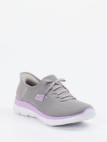 Skechers – Slip-On Sneaker aus Mesh-Textil grau