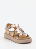 Andrea Sabatini – Plateau-Sandalen aus Metallic-Leder Roségold