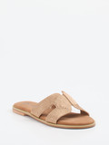 Lisa&Jo – Pantolette aus geflochtenem Textil braun