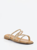 Lisa&Jo – Riemchensandale aus Metallic mit Strassbesatz