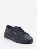 Santoni – Sneaker aus genarbtem Kalbleder Dunkelblau