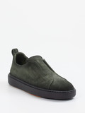 Santoni – Slip-On Sneaker aus Veloursleder grün