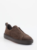 Santoni – Slip-On Sneaker aus Veloursleder braun