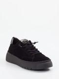 Gabor – Plateau-Sneaker aus Veloursleder Schwarz