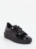 Gabor – Plateau-Sneaker aus schwarzem Lackleder