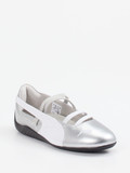 Puma – Ballerinas aus Leder in Metallic-Silber