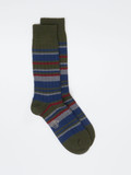 Alto Milano – Freizeitsocken aus Wolle olivgrün gestreift