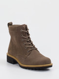 Ecco – Schnürboots aus Veloursleder in Taupe