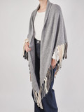 Hurray – Poncho aus Kaschmir in Grau mit Fransen