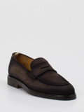 Officine Creative – Penny Loafer aus Veloursleder Dunkelbraun