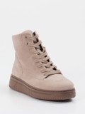 Gabor Comfort – Schnürboots aus Veloursleder Beige