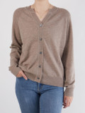 FLONA – Feinstrick-Cardigan aus Woll-Kaschmir-Mix braun