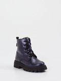 Richter – Schnürboots aus Metallic-Leder Dunkelblau