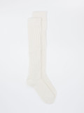 Burlington – Kniestrumpf aus Wolle in Wollweiß