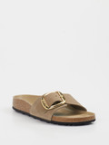 Birkenstock – Slides aus Leder in Beigebraun