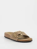 Birkenstock – Slides aus Leder in Beigebraun