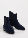 Di Lauro – Chelsea Boots aus Veloursleder Dunkelblau