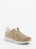 Sioux – Mokassin-Sneaker aus Veloursleder beige