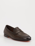 Santoni – Penny Loafer aus Kalbleder Dunkelbraun