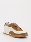 Boss – Sneaker aus Leder-Mix Offwhite Cognac
