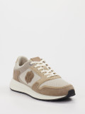 Boss – Sneaker aus Leder-Mesh-Mix in Beige