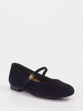 Paul Green – Mary-Jane-Ballerina aus Veloursleder Dunkelblau