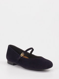Paul Green – Mary-Jane-Ballerina aus Veloursleder Dunkelblau