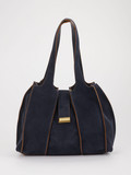 Konstantin Starke – Shopper aus Veloursleder Dunkelblau
