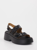 Camper – Plateau-Sandalen aus Kalbleder Schwarz