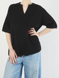 FLONA – Kurzarm-Pullover aus Strick in Schwarz