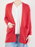 FLONA – Strickjacke aus Feinstrick Korallenrot