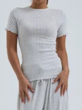 Seamless Basic – Kurzarmshirt aus Baumwolle hellgrau