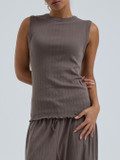 Seamless Basic – Ärmelloses Top aus Baumwolle taupegrau