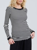 Seamless Basic – Rippstrickshirt aus Jersey in Schwarz
